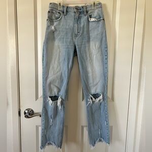 A&F • high rise mom jeans light wash